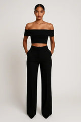 FlexiChic™ – Wide Leg Pants & Crop Top Two-Piece Set - Femstylo