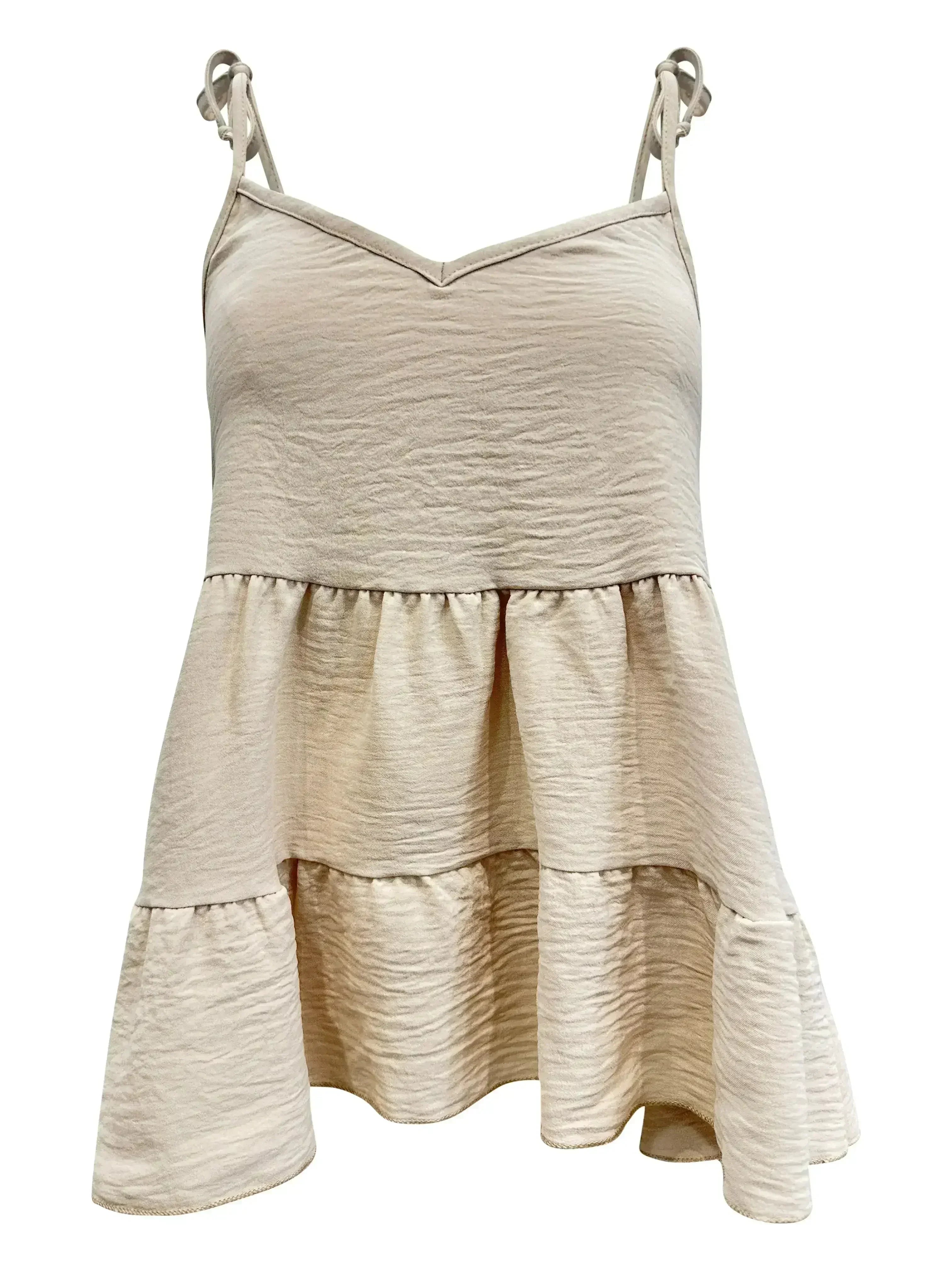 Tie-Strap Tiered Sleeveless Top - Femstylo