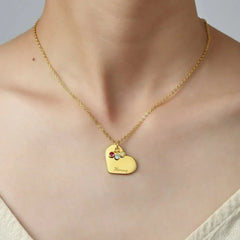 Family Birthstone Necklace, Grandma Gift Birthstone, Heart Necklace - Femstylo