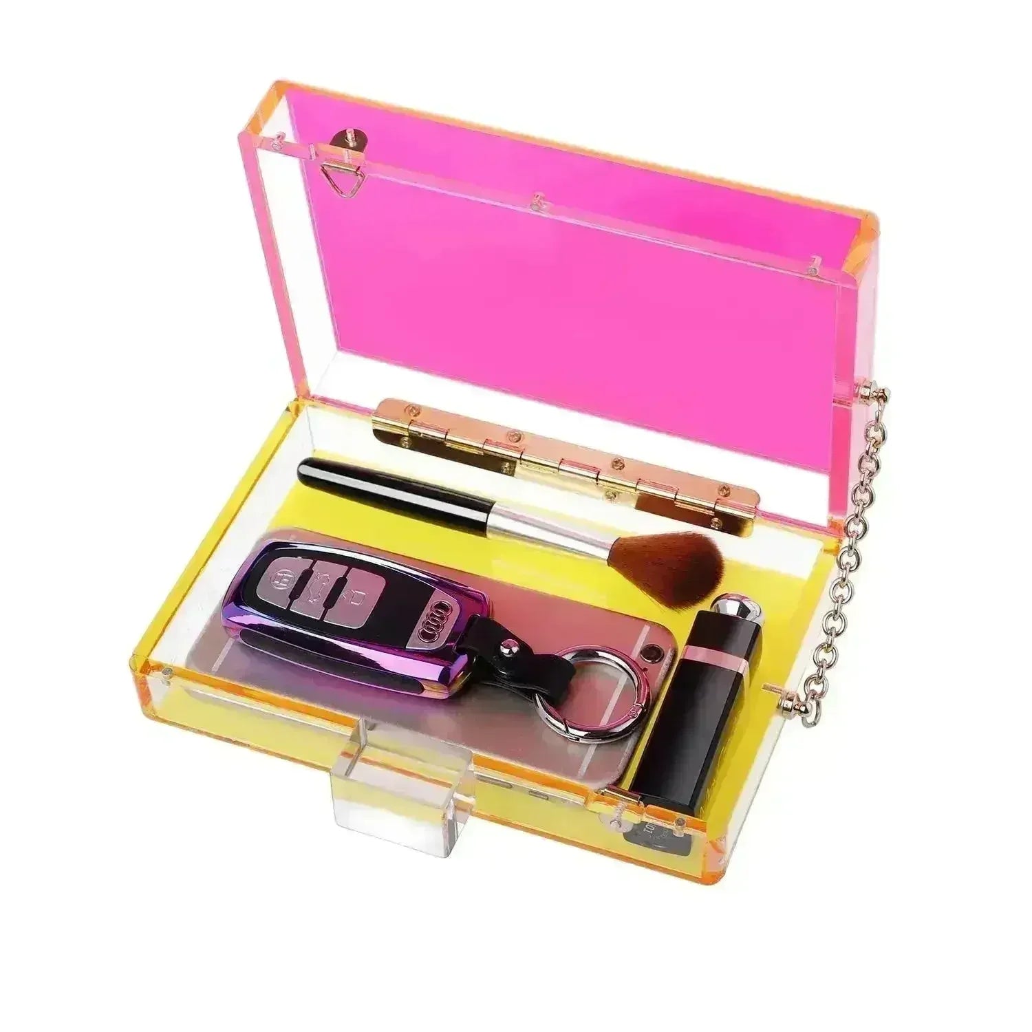 Trendy Neon Two Tone Transparent Acrylic Clutch - Femstylo