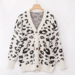 Long sleeve small cardigan leopard sweater - Femstylo