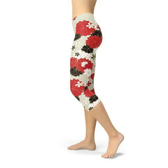 Womens Japanese Cherry Blossom Capri Leggings - Femstylo