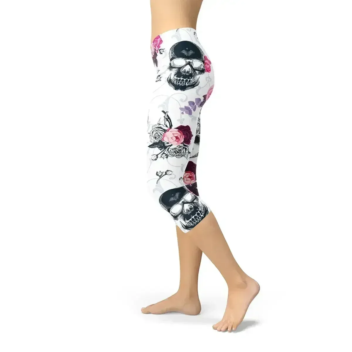 Womens Day Of The Dead Capri Leggings - Femstylo