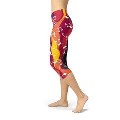 Guitar and Music Note Capri Leggings - Femstylo