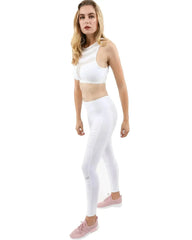 Athletique Low-Waisted Ribbed Leggings - White - Femstylo