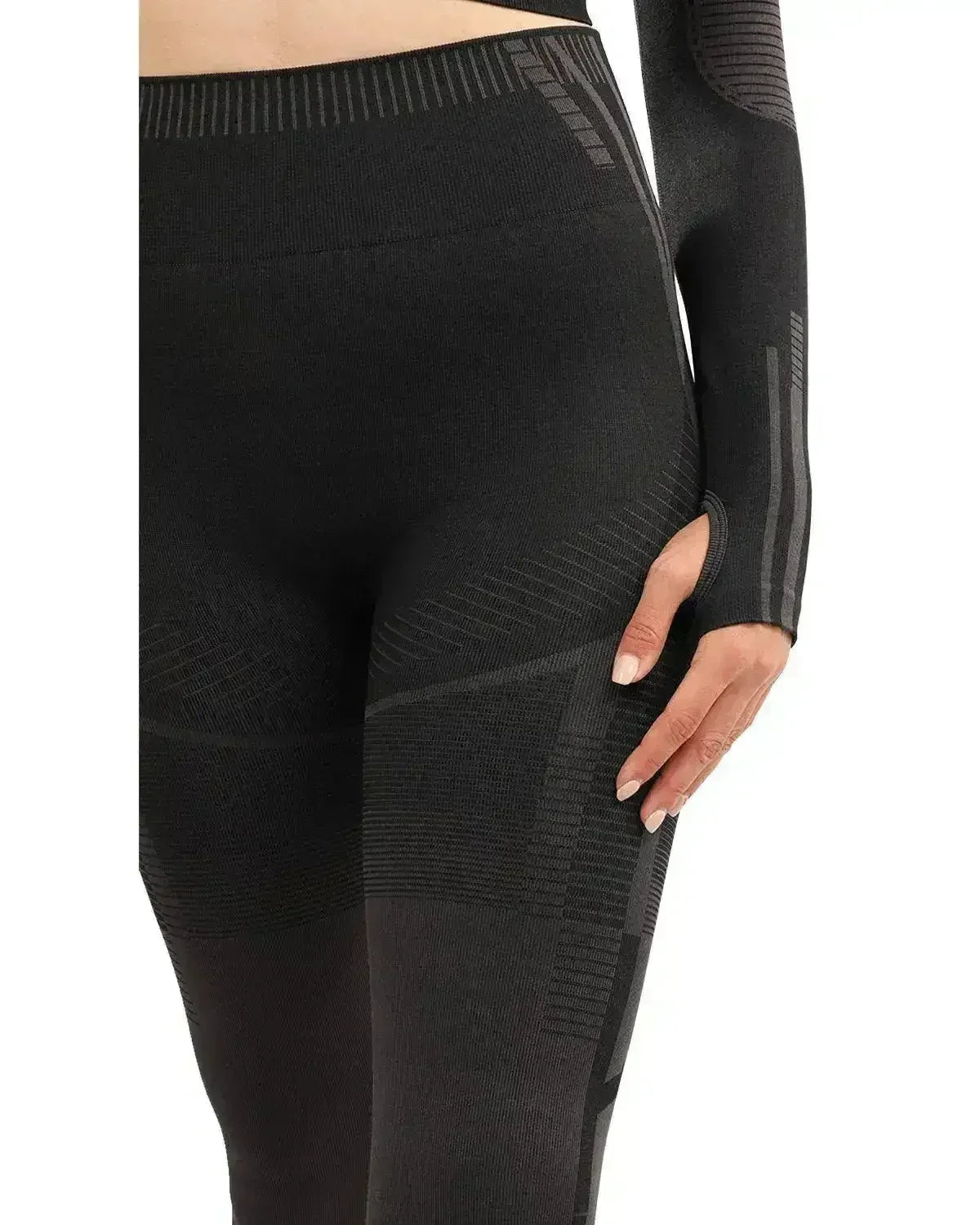 DECATA SEAMLESS LEGGINGS - BLACK & BROWN - Femstylo