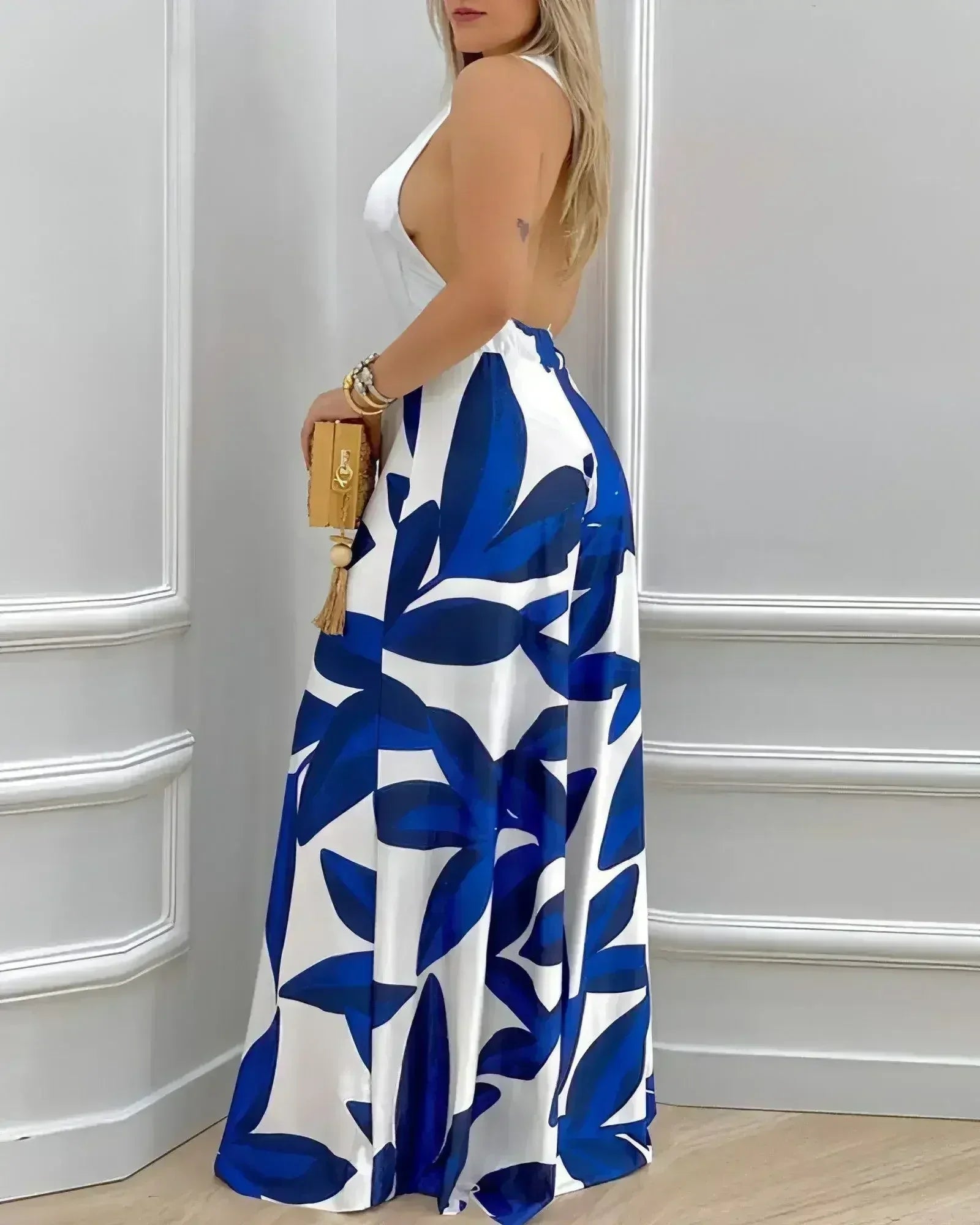 Ladies Fashion Patchwork Halter Jumpsuit - Femstylo