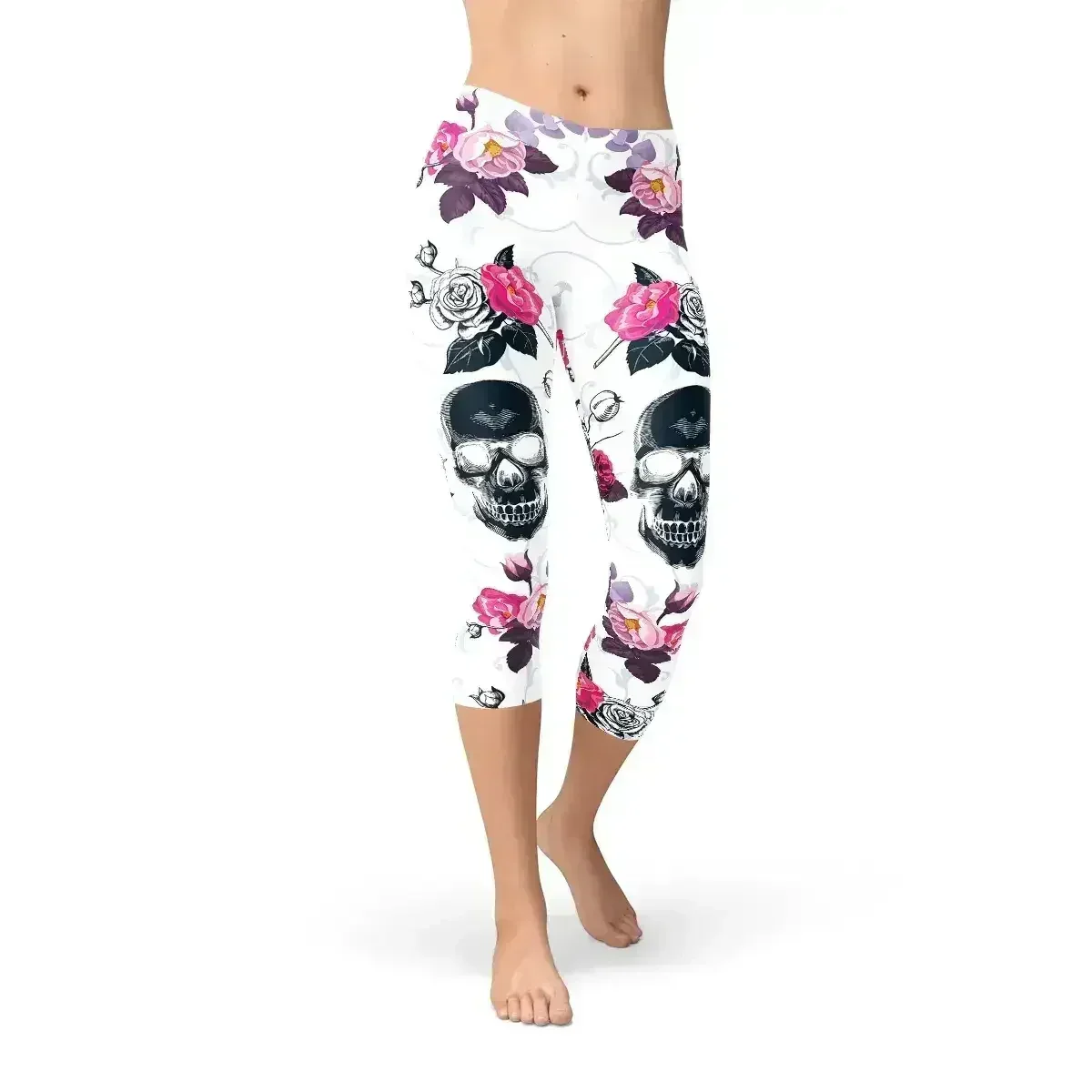 Womens Day Of The Dead Capri Leggings - Femstylo
