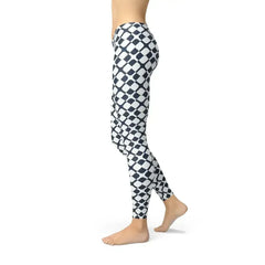 Womens Geometric Blue Tile Leggings - Femstylo