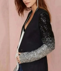 Womens Blazer with Sequins Sleeve - Femstylo