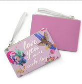 Love You More Each Day Floral Designed Zipped Clutch Bag - Femstylo