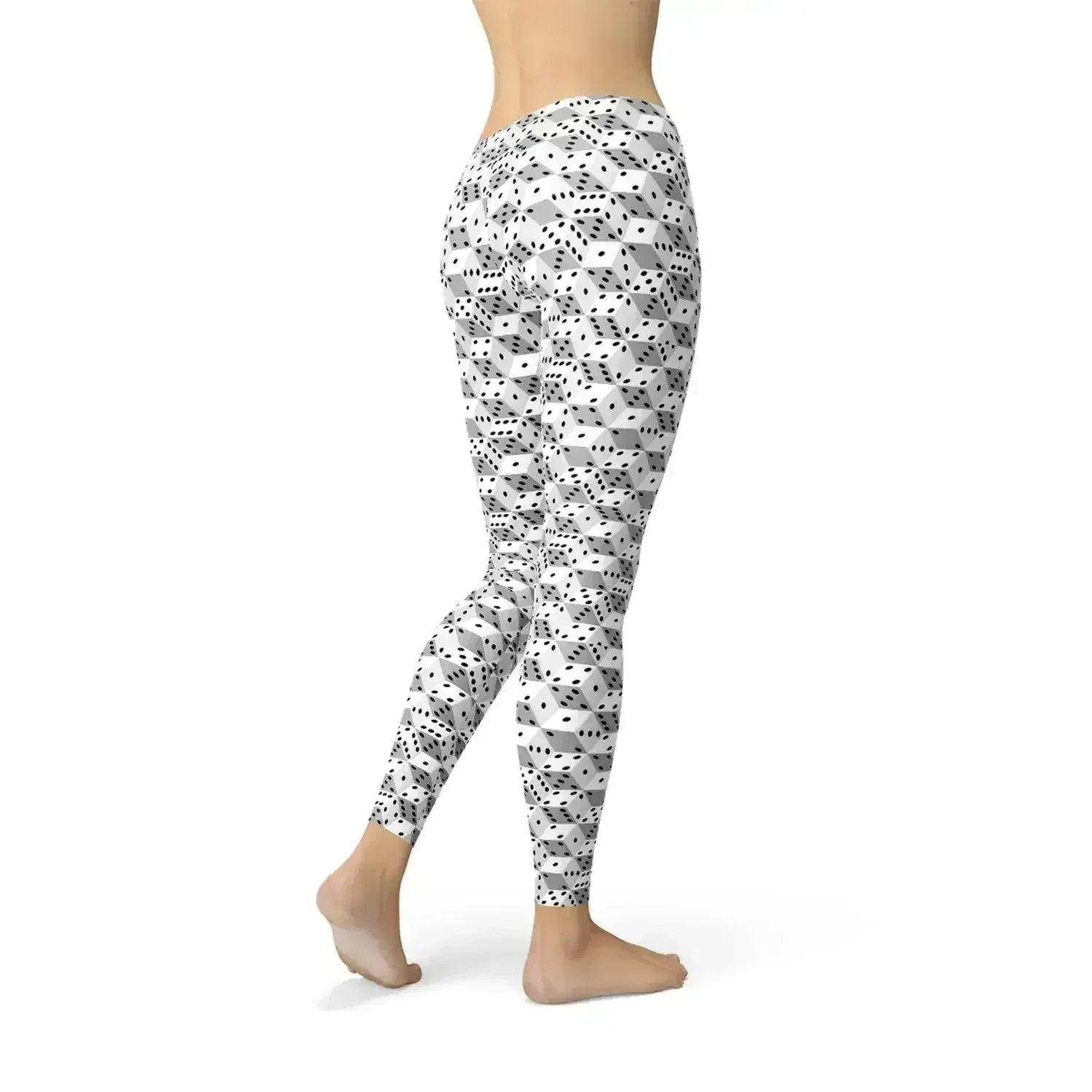Womens Black and White Dice Leggings - Femstylo