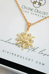 24 Karats CZ Sun Pendant Necklace - Femstylo