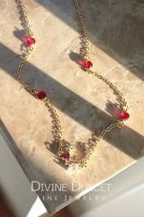 “Fairy Garden” 24K Red CZ Necklace - Femstylo