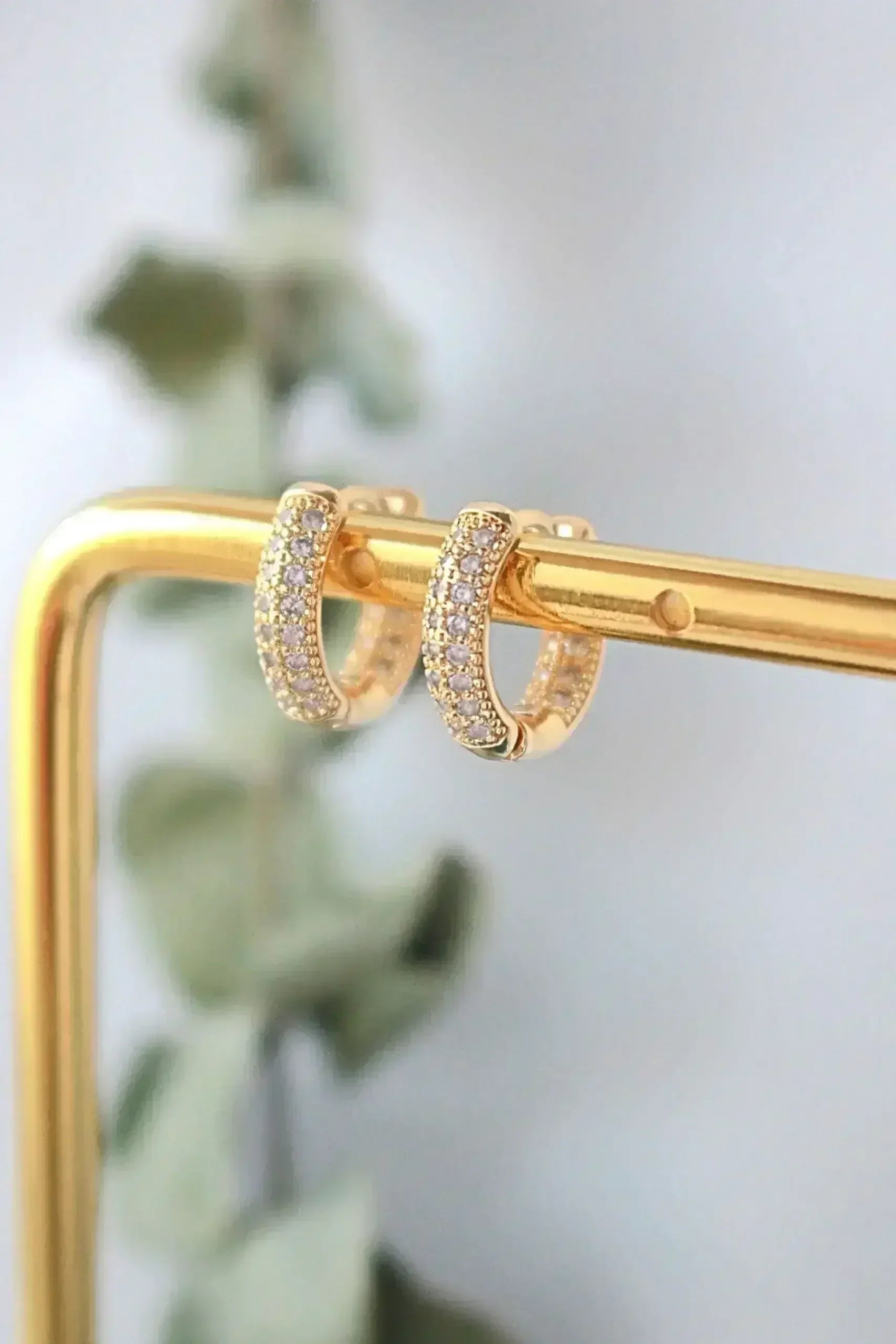 Pavé CZ Hoop Earrings - 24K Gold Plated | Femstylo - Femstylo