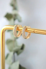 Pavé CZ Hoop Earrings - 24K Gold Plated | Femstylo - Femstylo