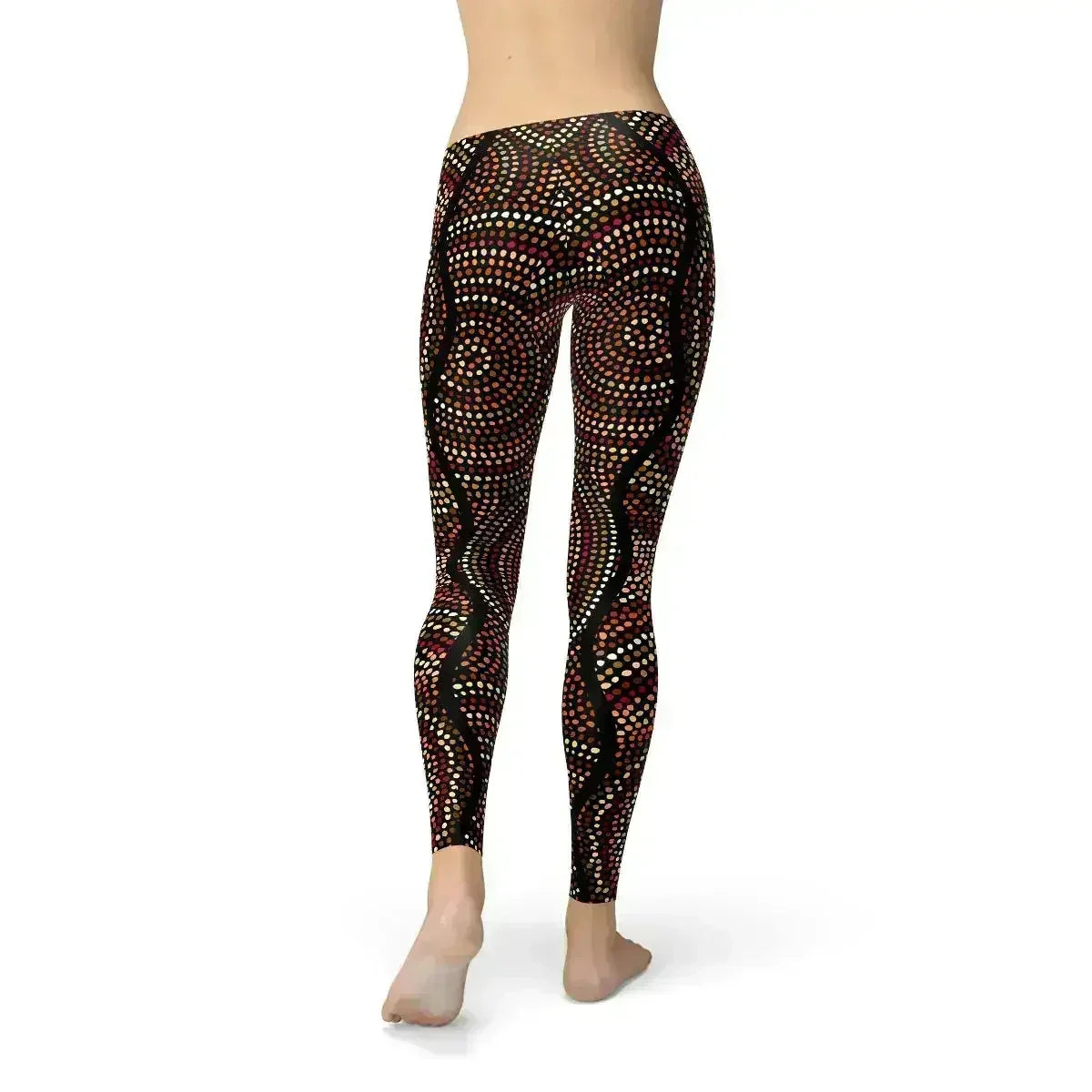 Womens Polka Dots Aboriginal Artwork Leggings (V2) - Femstylo