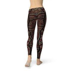 Womens Polka Dots Aboriginal Artwork Leggings (V2) - Femstylo