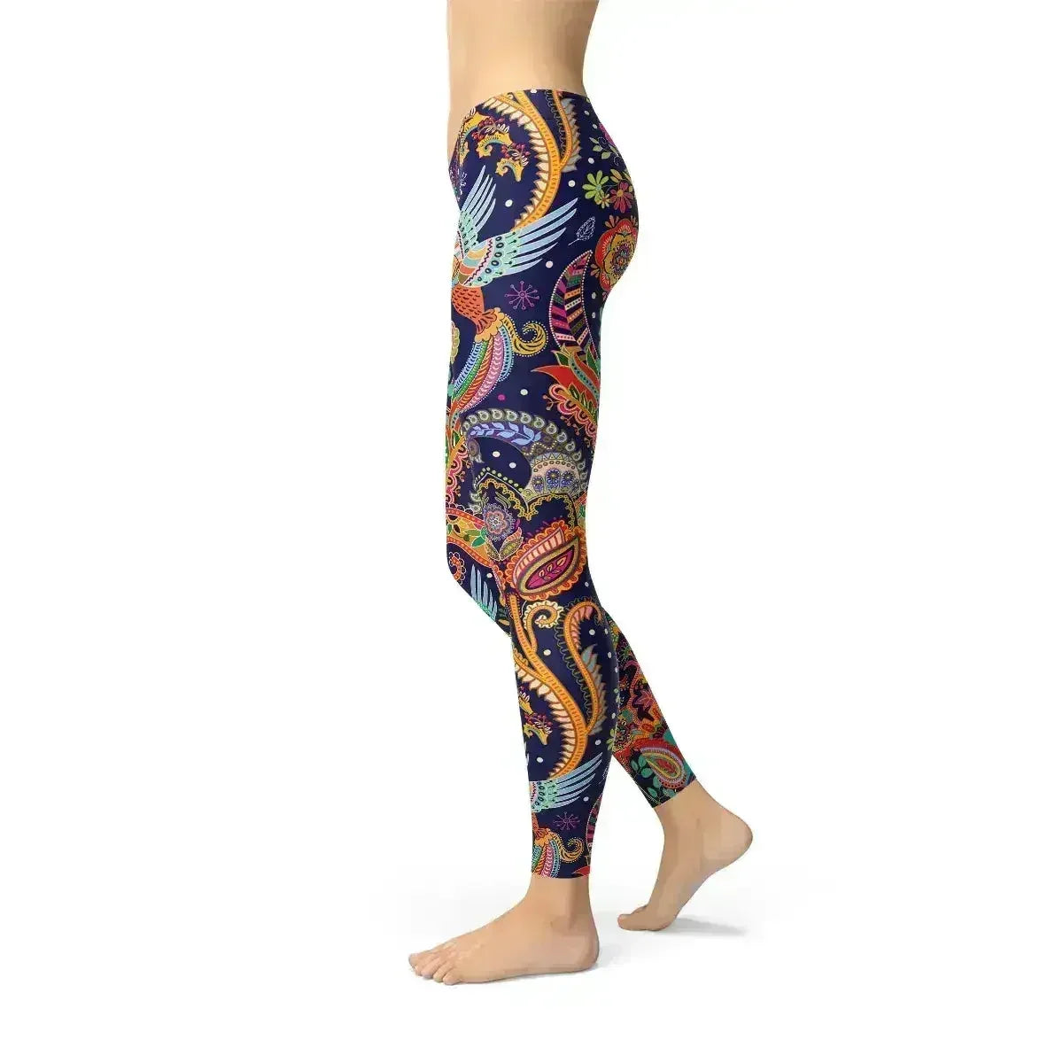 Womens Ornamental Blue Paisley Leggings - Femstylo