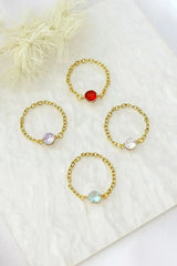 18K Tiny Rainbow Chain Ring - Femstylo