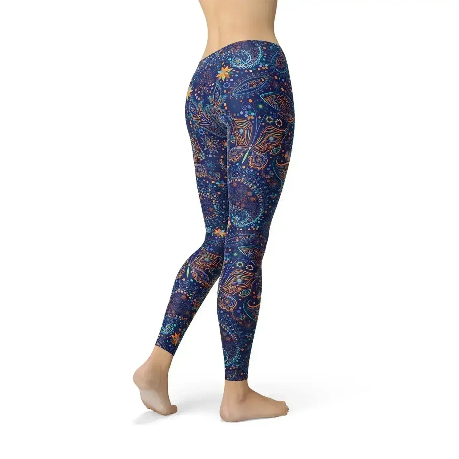 Womens Paisley Butterfly Leggings - Femstylo