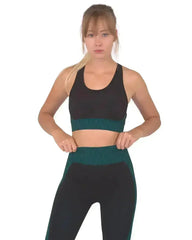 Trois Seamless Sports Bra - Black with Blue - Femstylo