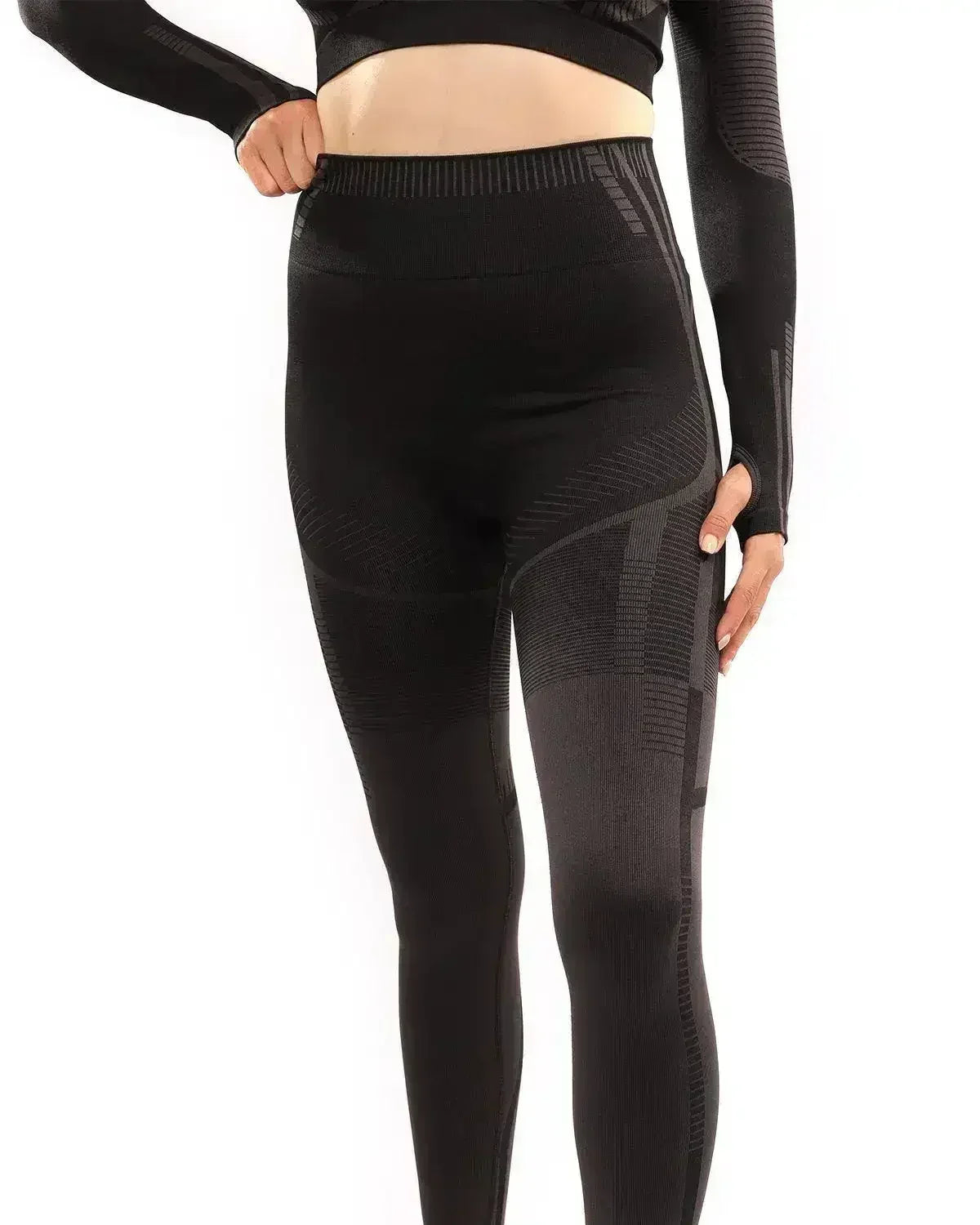 DECATA SEAMLESS LEGGINGS - BLACK & BROWN - Femstylo