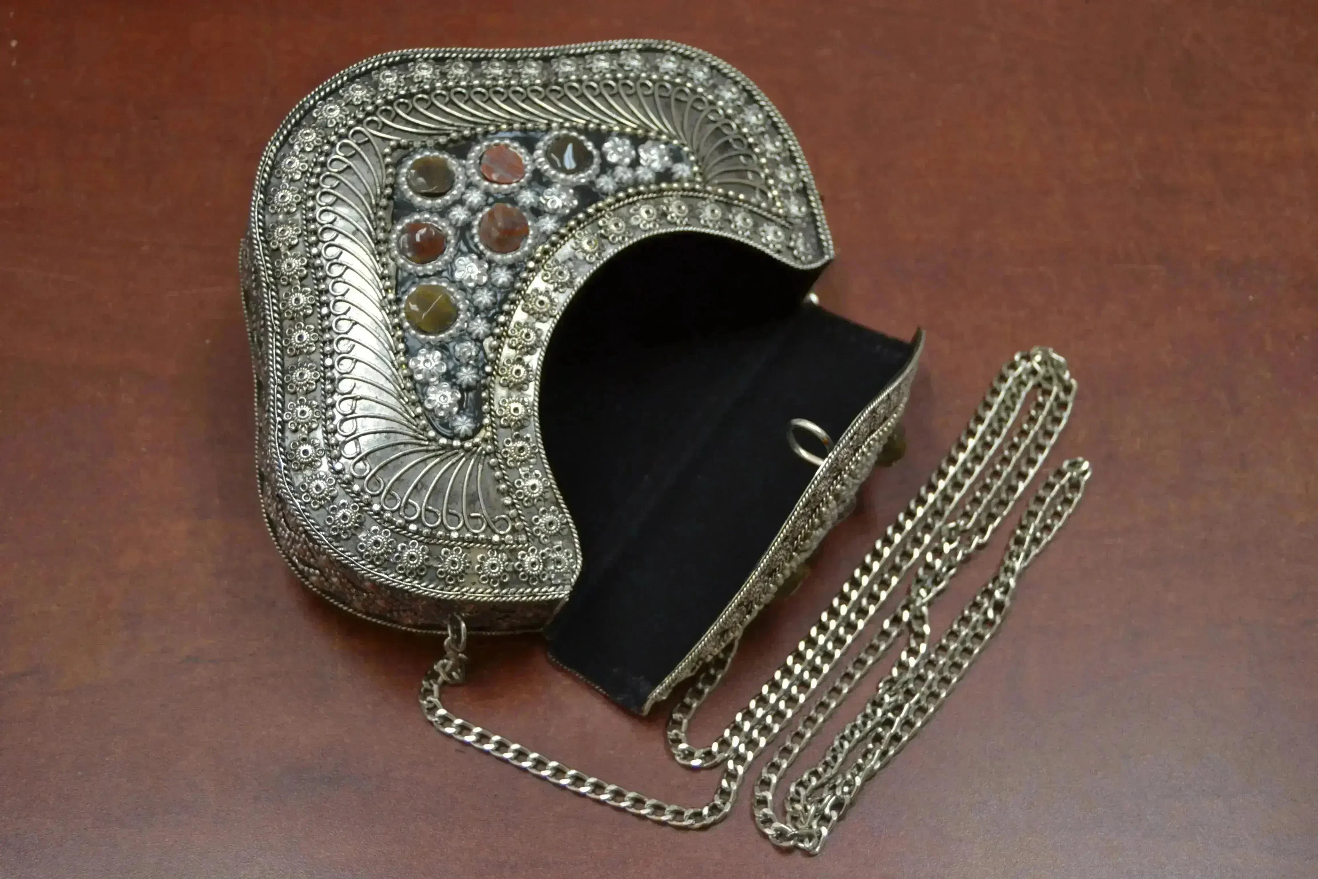 Handmade Gemstone Brass Metal Clutch Purse - Femstylo