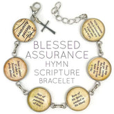 Blessed Assurance Hymn & Scripture Glass Charm Bracelet – Stainless - Femstylo