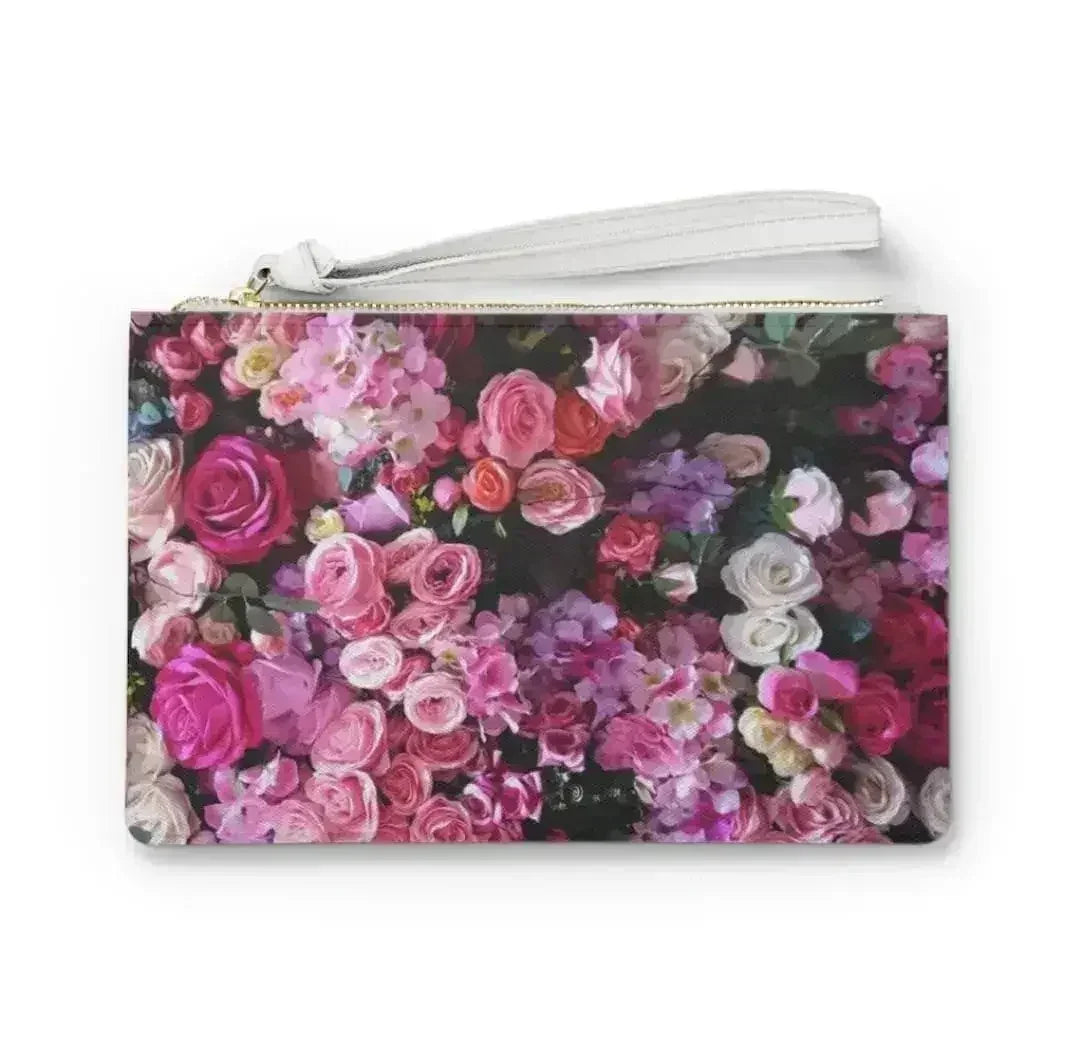 Floral Bouquet Designed Zipped Clutch Bag - Femstylo