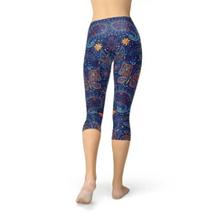 Womens Paisley Butterfly Capri Leggings - Femstylo