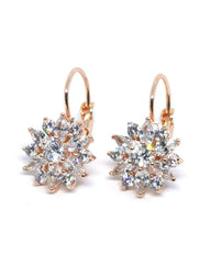 Sunflower Huggie Earrings - 18K Rose Gold & CZ | Femstylo - Femstylo