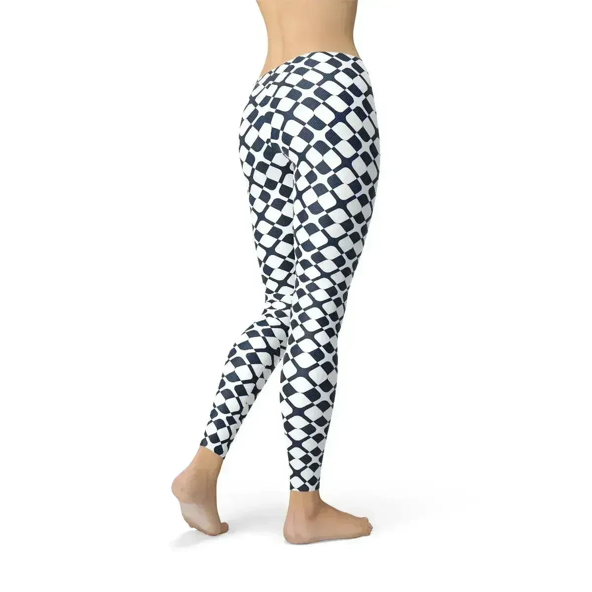 Womens Geometric Blue Tile Leggings - Femstylo