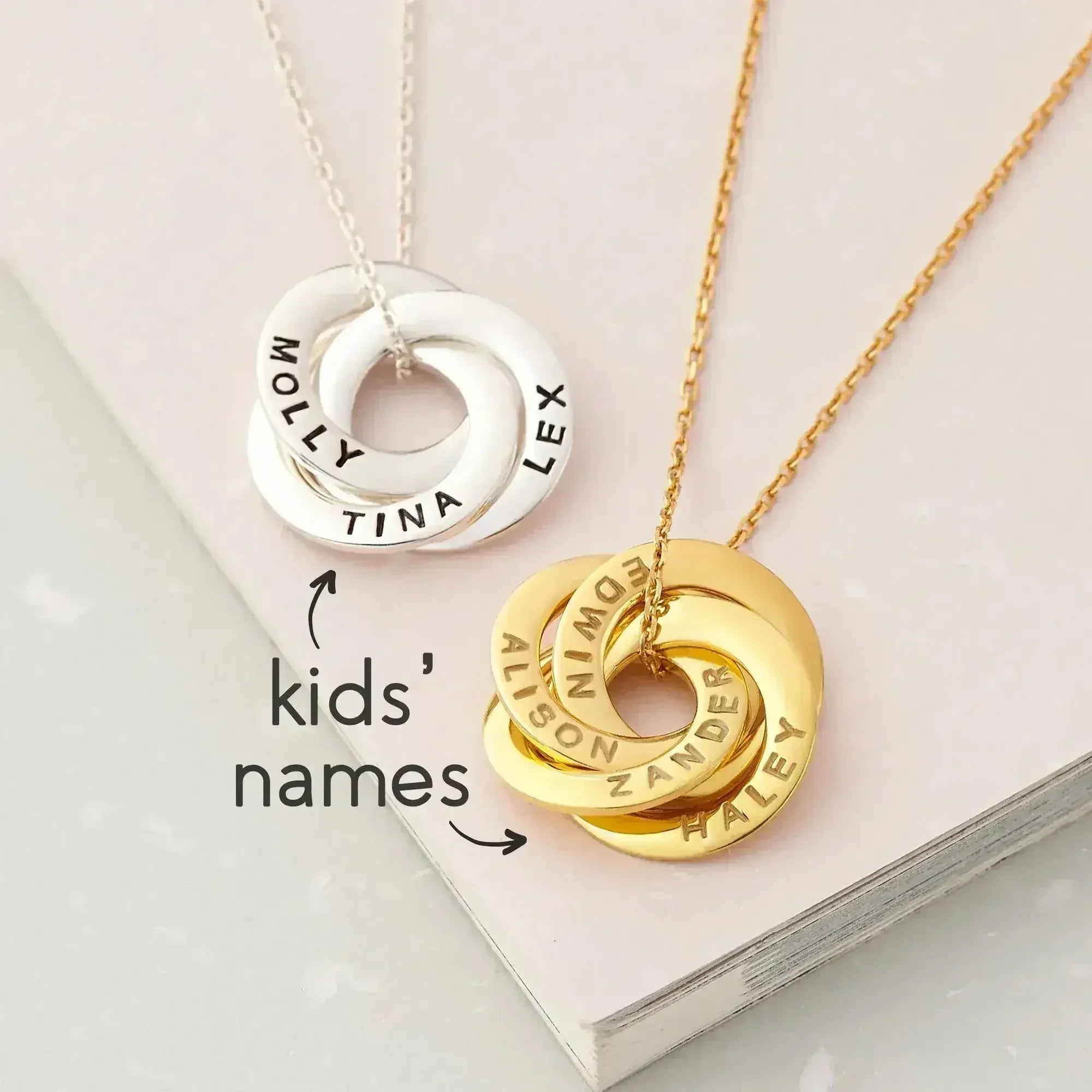 Personalized Mom Jewelry, Kids Names Necklace, Mothers Necklace - Femstylo