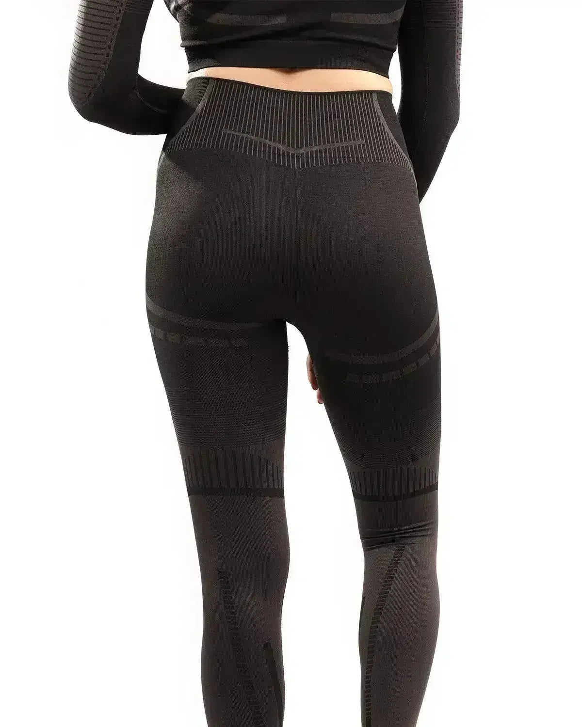 DECATA SEAMLESS LEGGINGS - BLACK & BROWN - Femstylo