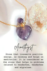 Heart Crystals Bottles 24 Karats Natural Crystals Necklaces - Femstylo