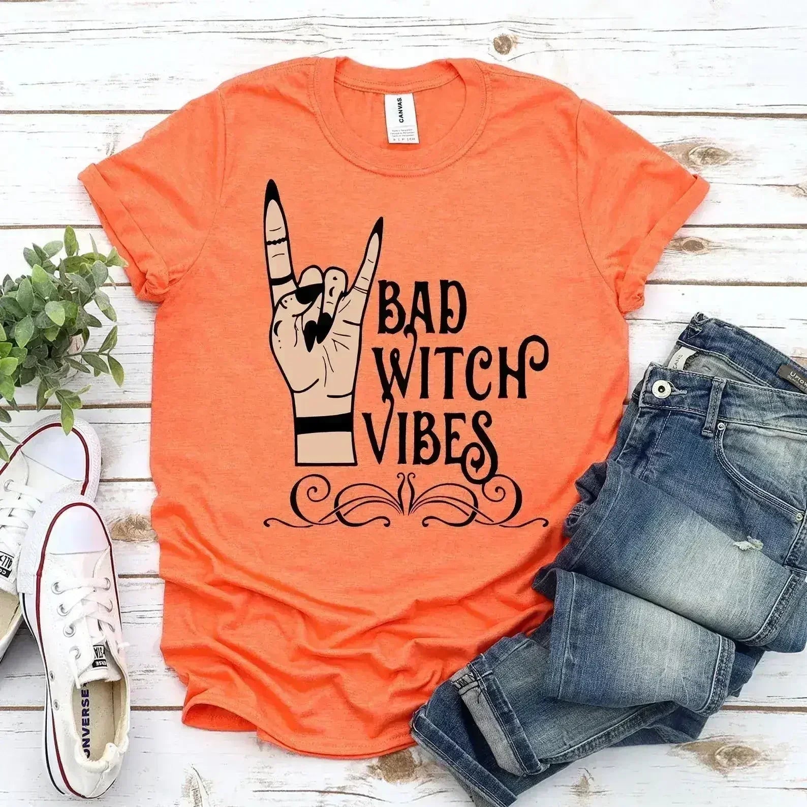 Bad Witch Vibes Halloween T-Shirt - Premium Quality Cotton - Femstylo