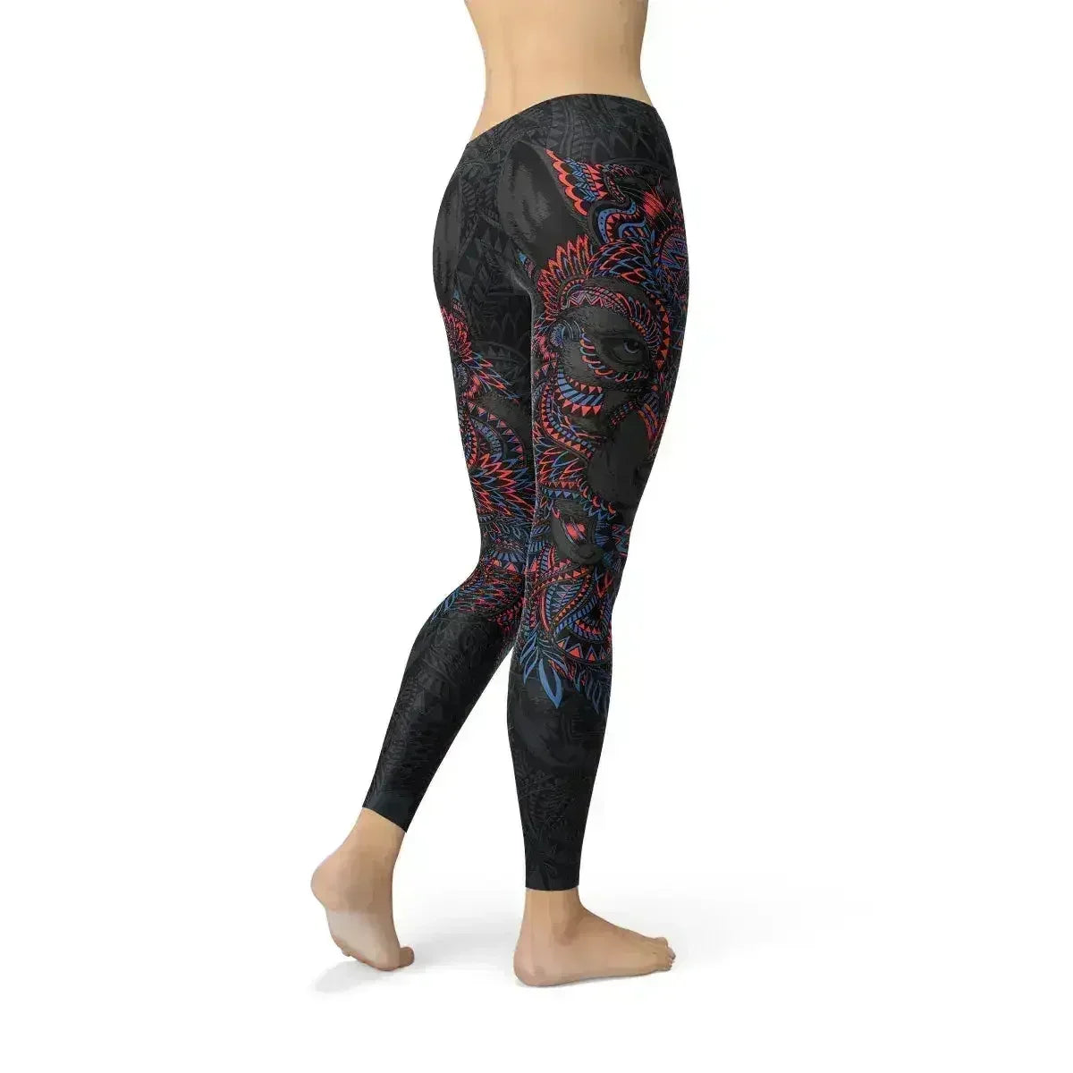 Womens Oriental Black Wolf Leggings - Femstylo