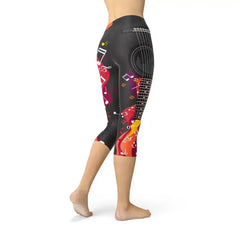 Guitar and Music Note Capri Leggings - Femstylo