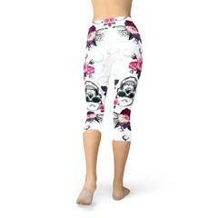 Womens Day Of The Dead Capri Leggings - Femstylo
