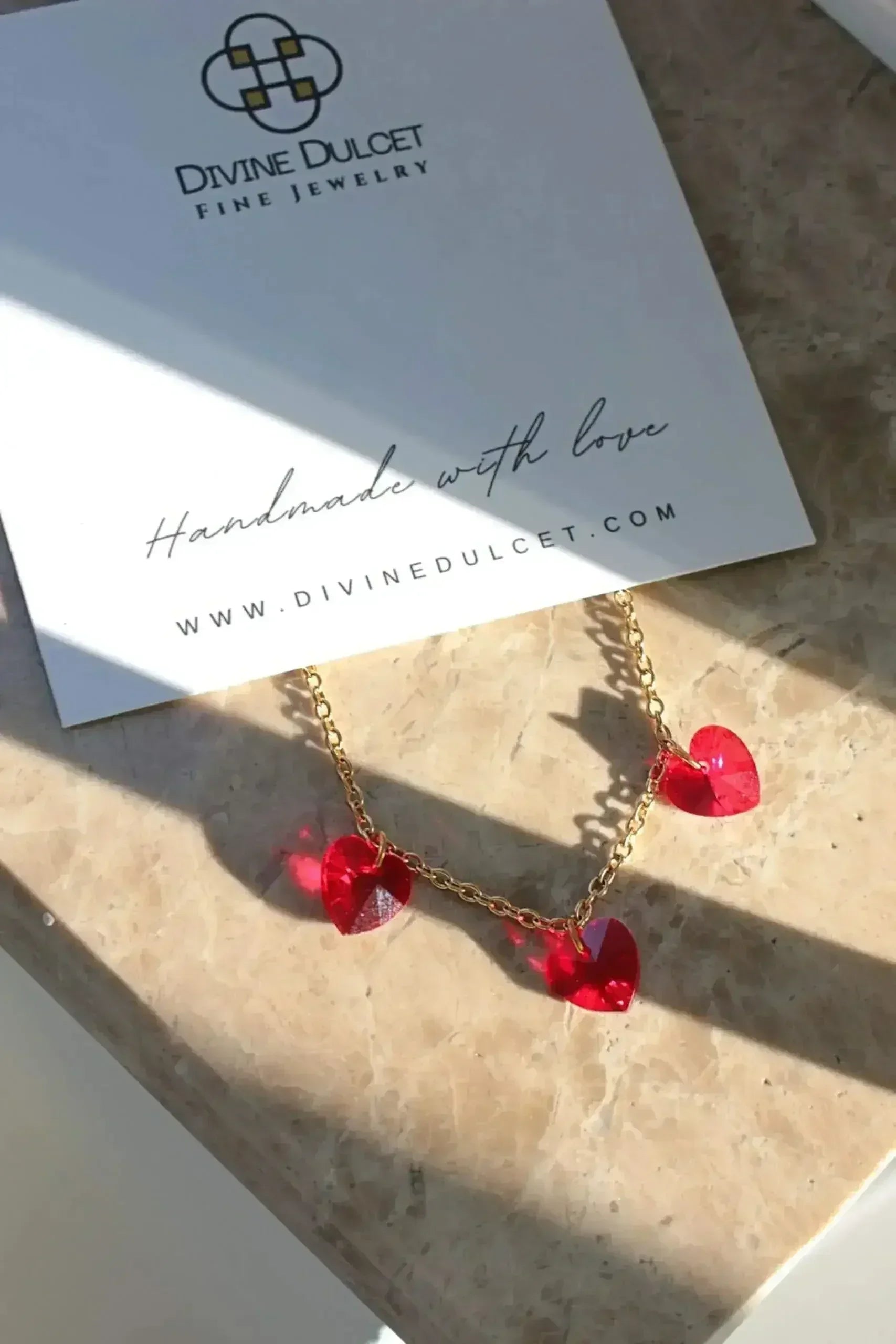 3 Red Hearts 24 Karat Gold Necklace - Femstylo