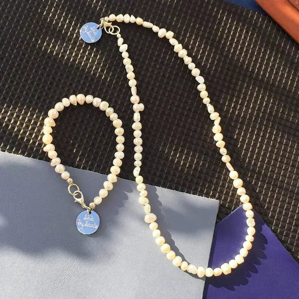 Skinny Pearl Necklace + Bracelet - Femstylo
