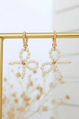Miss Coquette | 24 Karats Pearls Bow Earrings - Femstylo