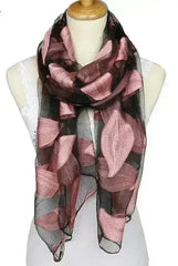 Jacquard Silk Scarf with Leaf Design - Soft Touch - Femstylo