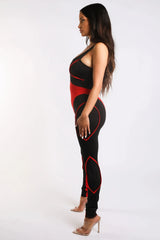 Colorblock Jumpsuit With Binding Detail Square Neck Sleeveless - Femstylo