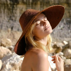RIRI Jute Handwoven Straw Hat In Burnt Sienna - Femstylo