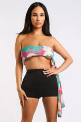 Retro Paisley Wrap Crop Top - Multiway Halter Style - Femstylo