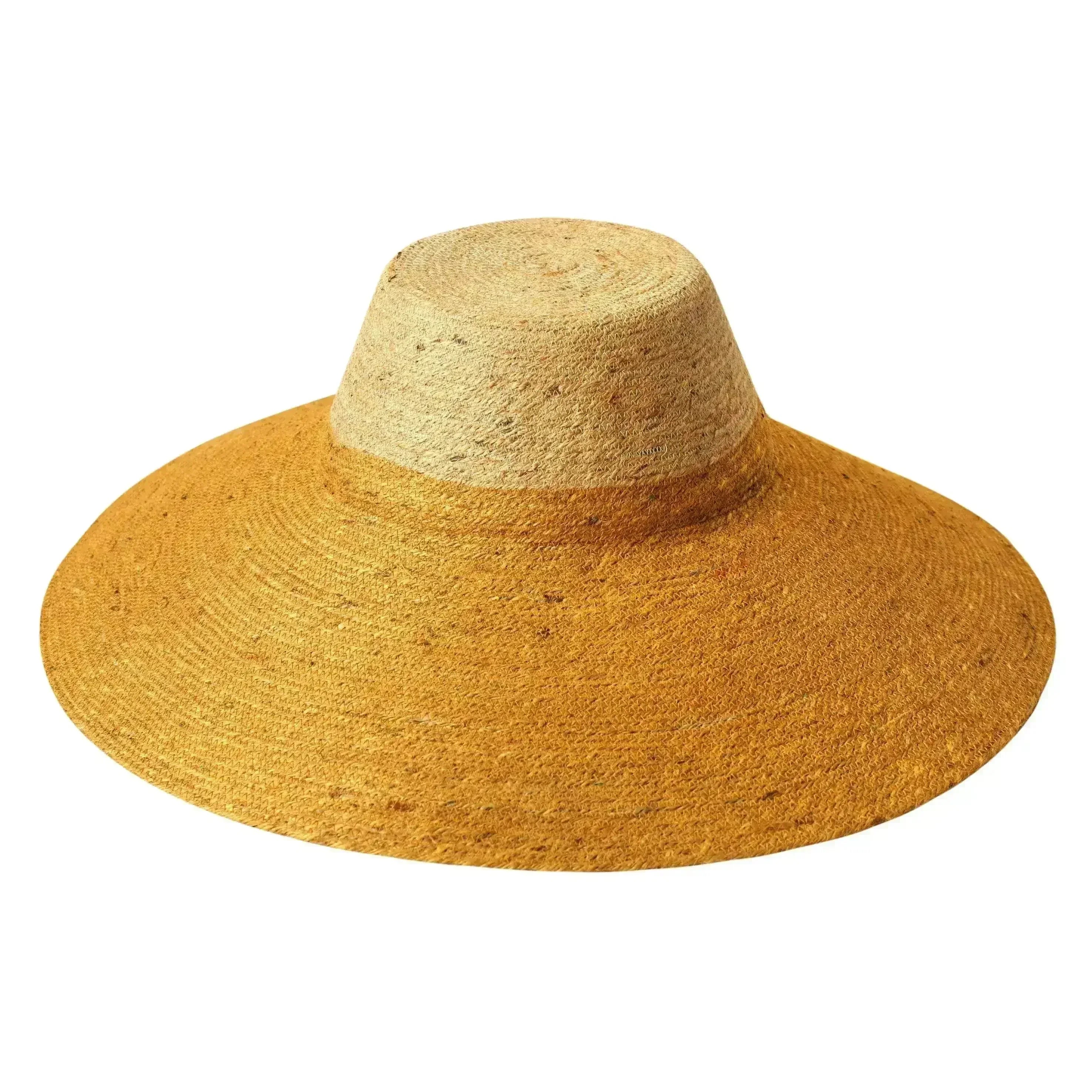 RIRI DUO Jute Straw Hat, in Nude & Golden Yellow - Femstylo