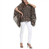 Leopard Print Batwing Chiffon Top - Free Size | Femstylo - Femstylo