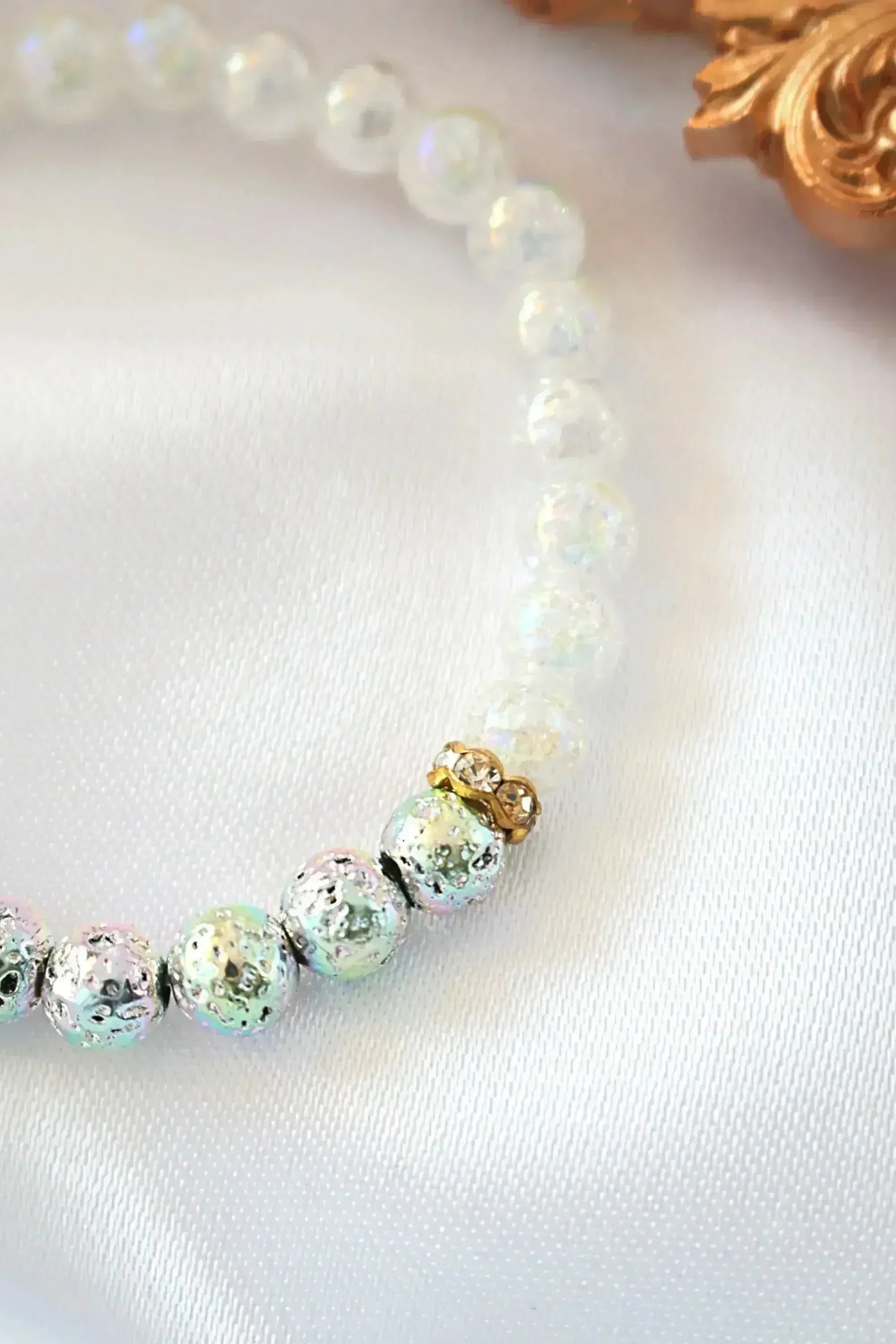 Aroma Diffuser Bracelet – Chrome Lava Stone Elastic Bracelet - Femstylo